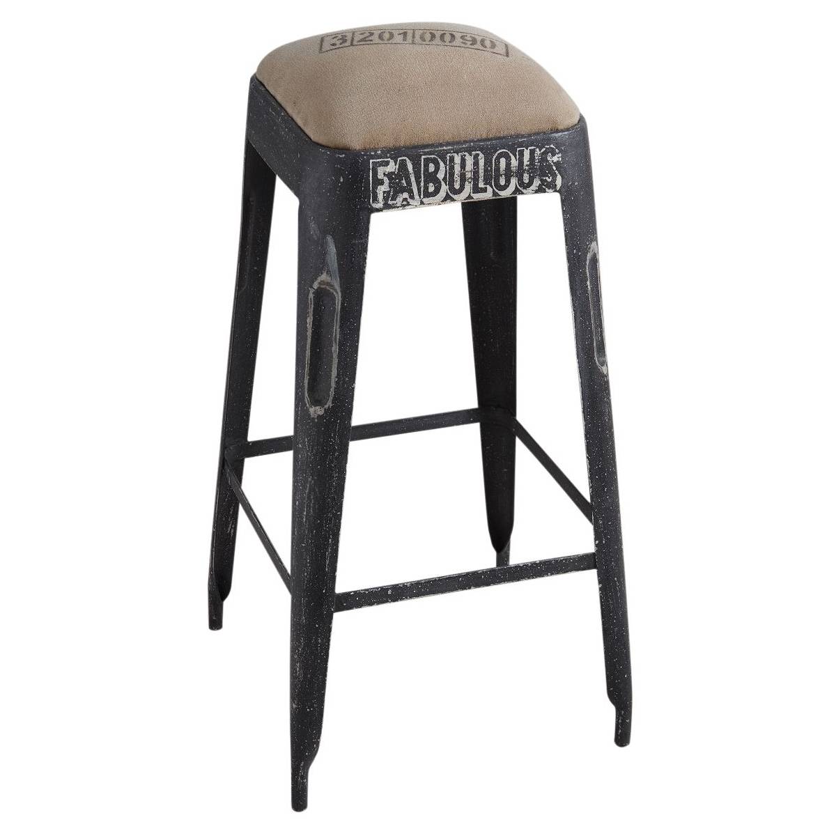Aubry Gaspard - Tabouret de bar en métal noir vieilli - Imagen 1