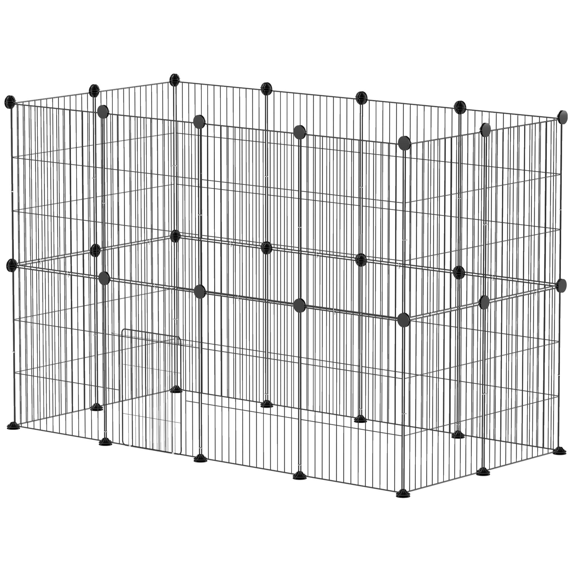 Enclos pour petits animaux acier noir 120 x 60 x 80 cm - PANGIVO - Image 2