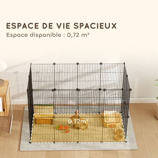 Enclos pour petits animaux acier noir 120 x 60 x 80 cm - PANGIVO - Image 8