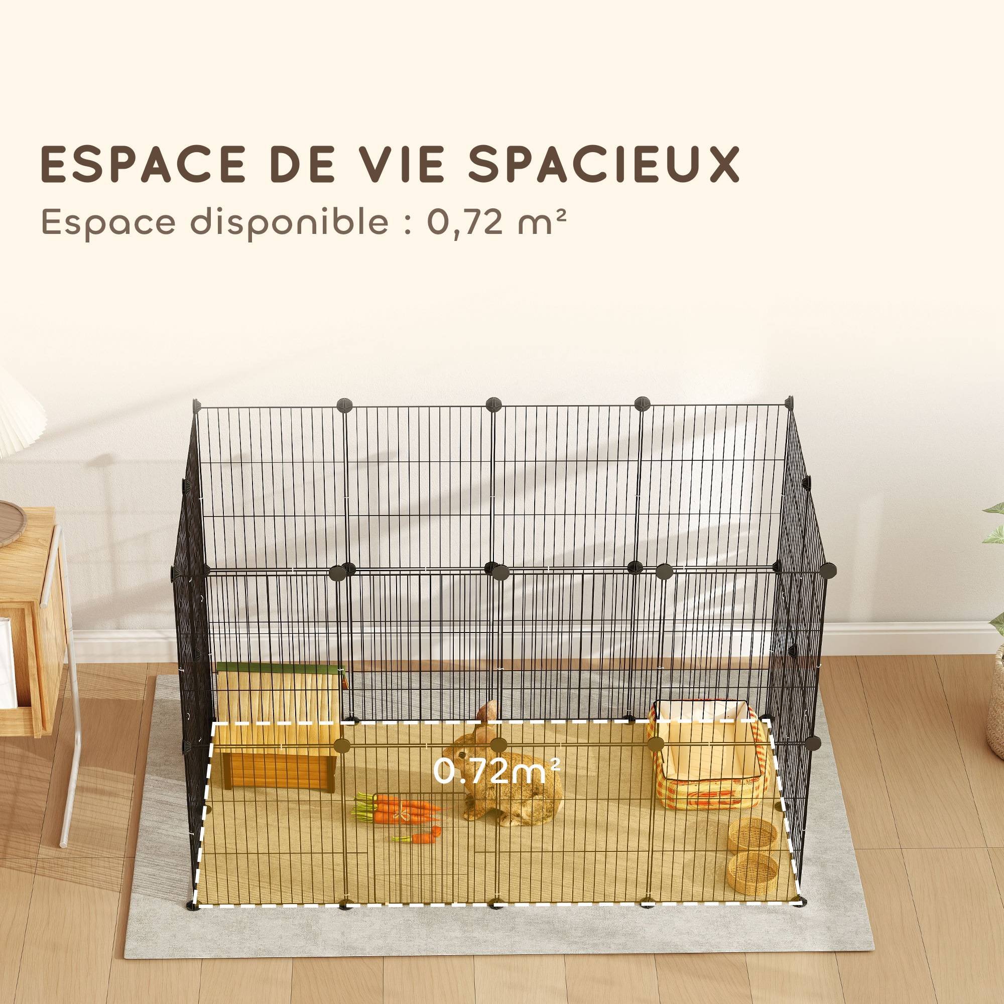 Enclos pour petits animaux acier noir 120 x 60 x 80 cm - PANGIVO - Image 8