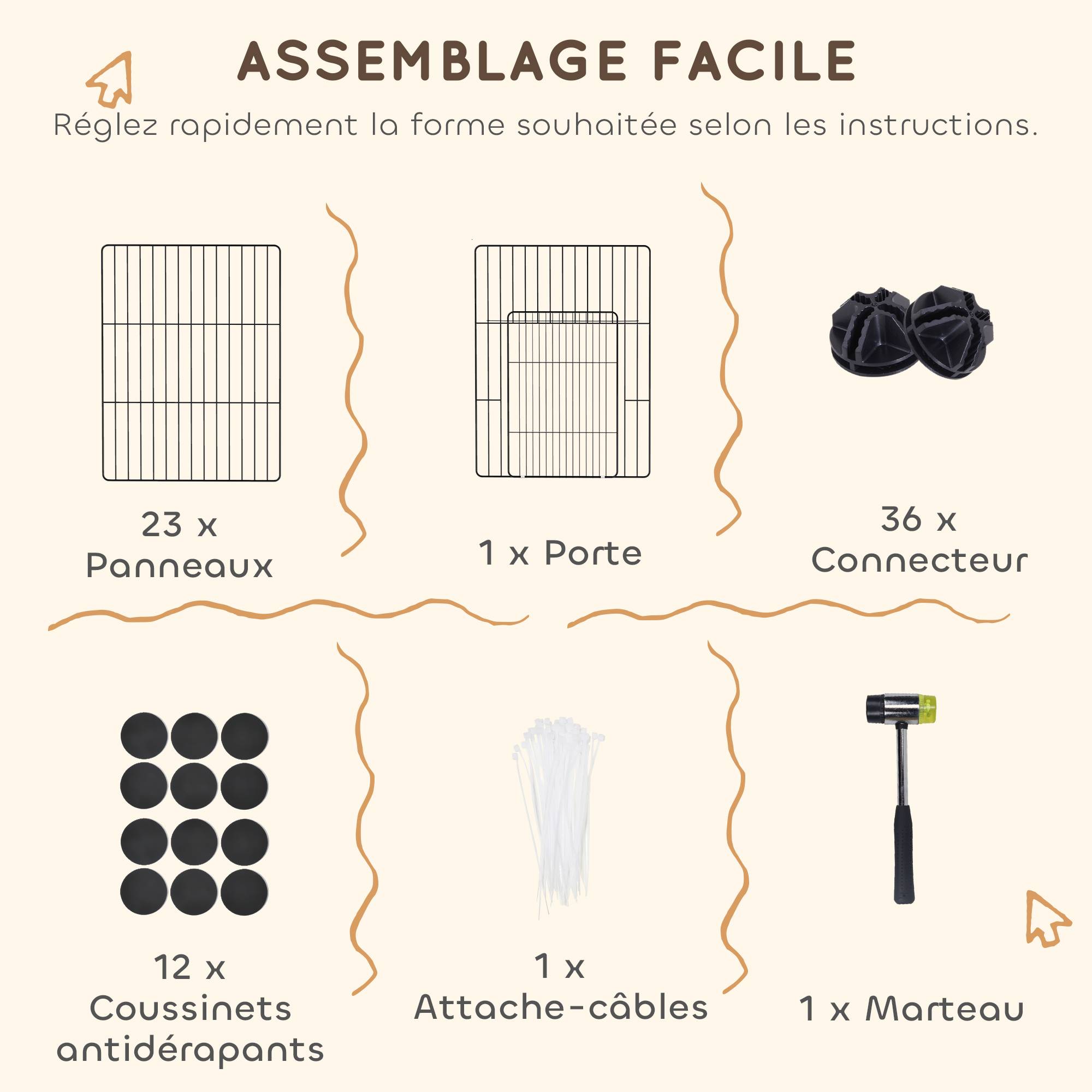 Enclos pour petits animaux acier noir 120 x 60 x 80 cm - PANGIVO - Image 7
