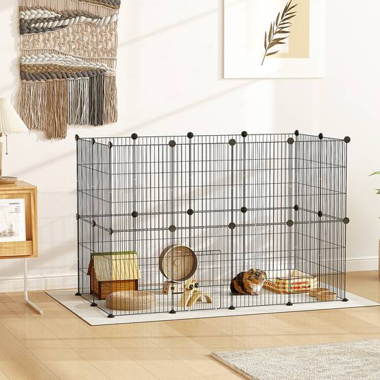 Enclos pour petits animaux acier noir 120 x 60 x 80 cm - PANGIVO - Image 4