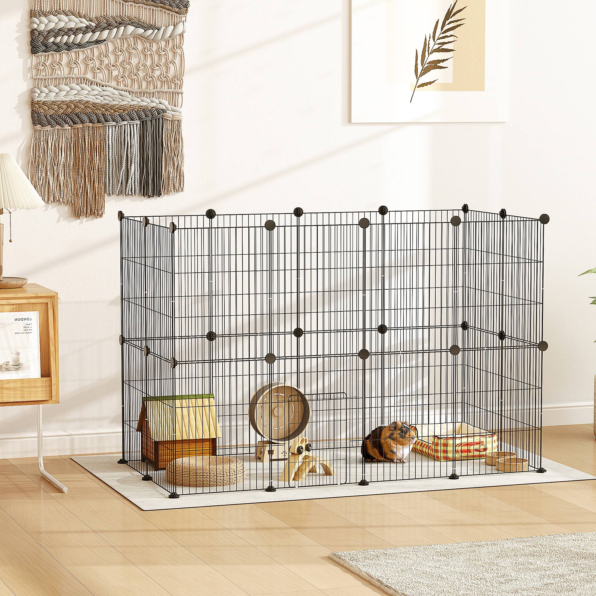 Enclos pour petits animaux acier noir 120 x 60 x 80 cm - PANGIVO - Image 4