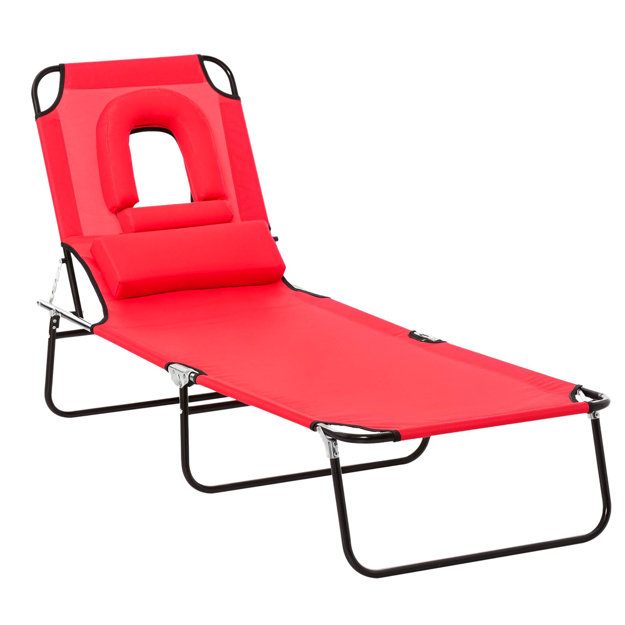 ComfortXL - Bain de soleil transat pliable Acier jardin terrasse dossier inclinable rouge - ComfortXL Outdoor Living