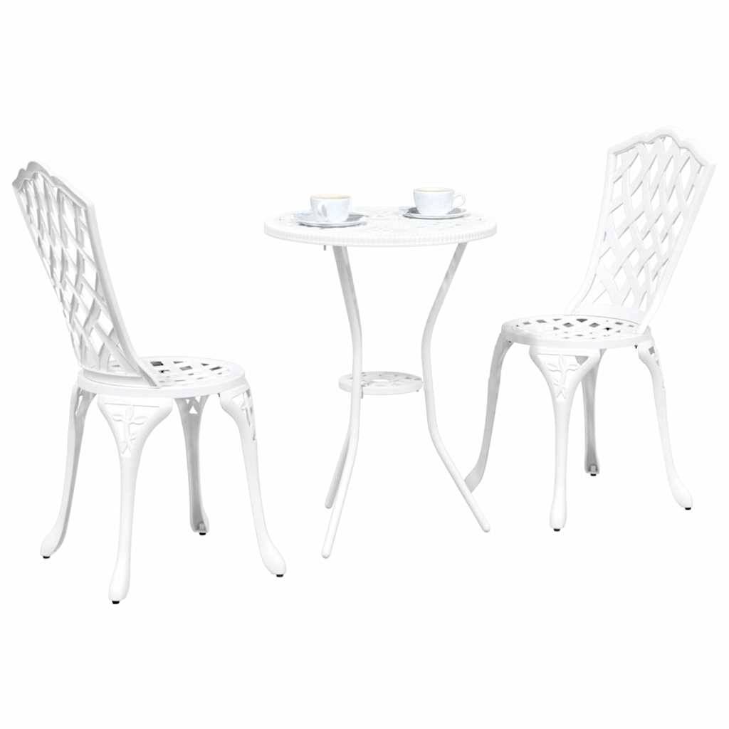 Vidaxl - Ensemble bistro de jardin 3 pcs-Salons de jardin Blanc Aluminium 548298 - Image 3