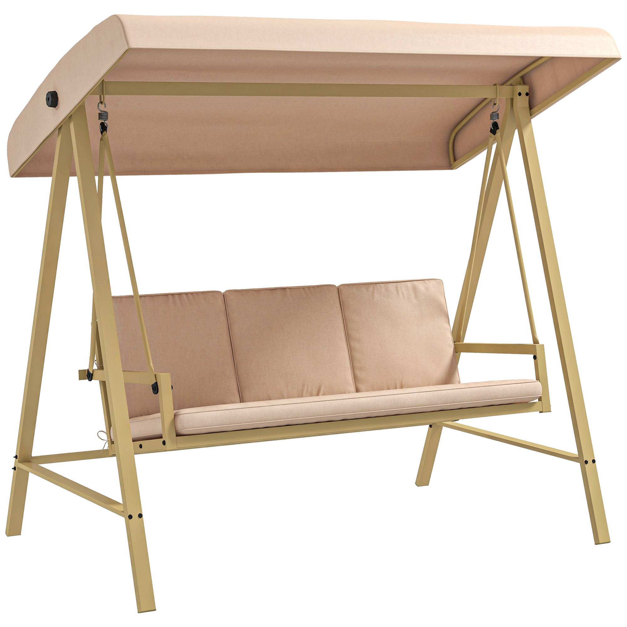 Outsunny - Balancelle de jardin 3 places toit inclinaison réglable épais coussins amovibles polyester acier époxy beige - Outsunny - Imagen 1