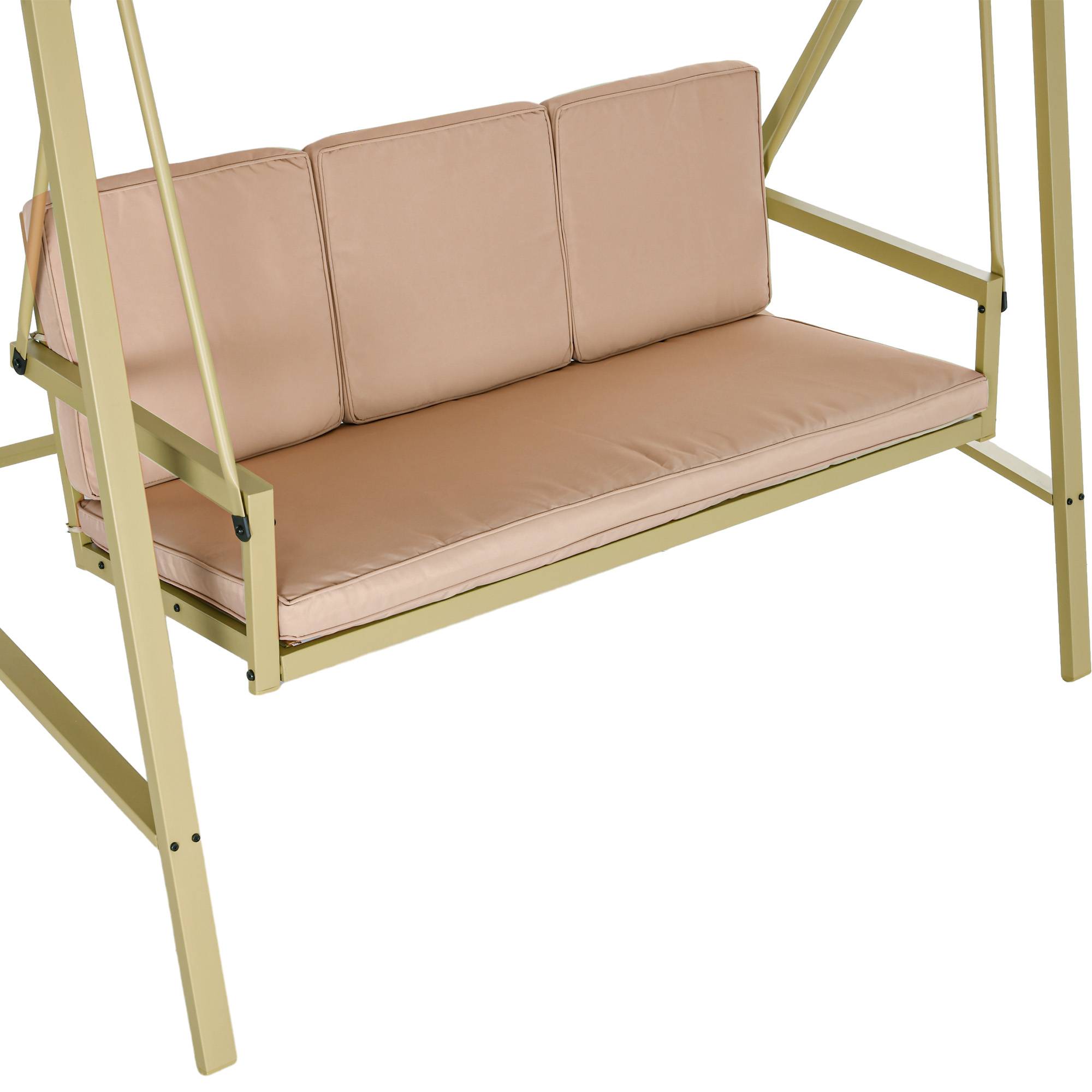 Outsunny - Balancelle de jardin 3 places toit inclinaison réglable épais coussins amovibles polyester acier époxy beige - Outsunny - Imagen 4