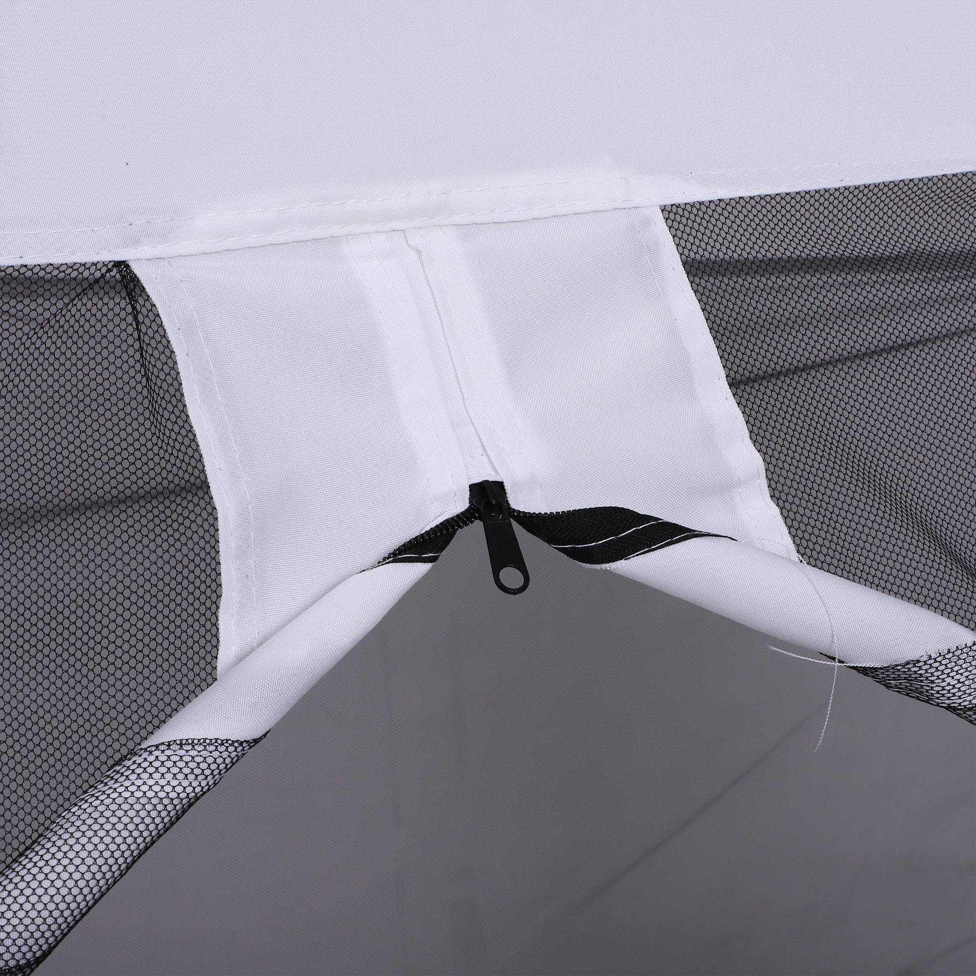 Outsunny - Balancelle de jardin convertible 3 places - matelas, moustiquaire intégrale zippée, toit,  rangement - métal époxy polyester blanc - Outsunny - Imagen 7