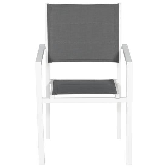 Happy Garden - Lot de 4 chaises rembourrées en aluminium blanc - textilène gris - HAPPY GARDEN - Imagen 3