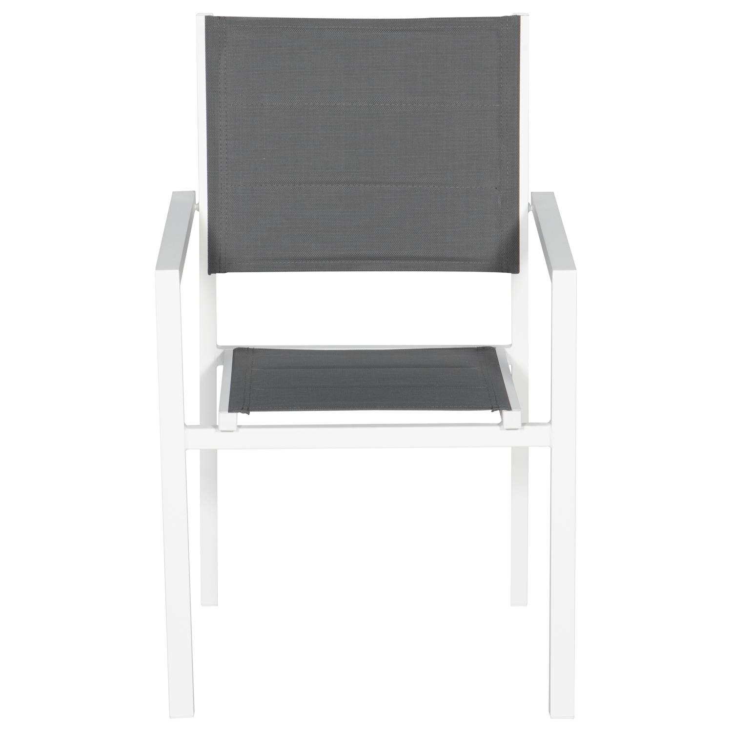 Happy Garden - Lot de 4 chaises rembourrées en aluminium blanc - textilène gris - HAPPY GARDEN - Imagen 3