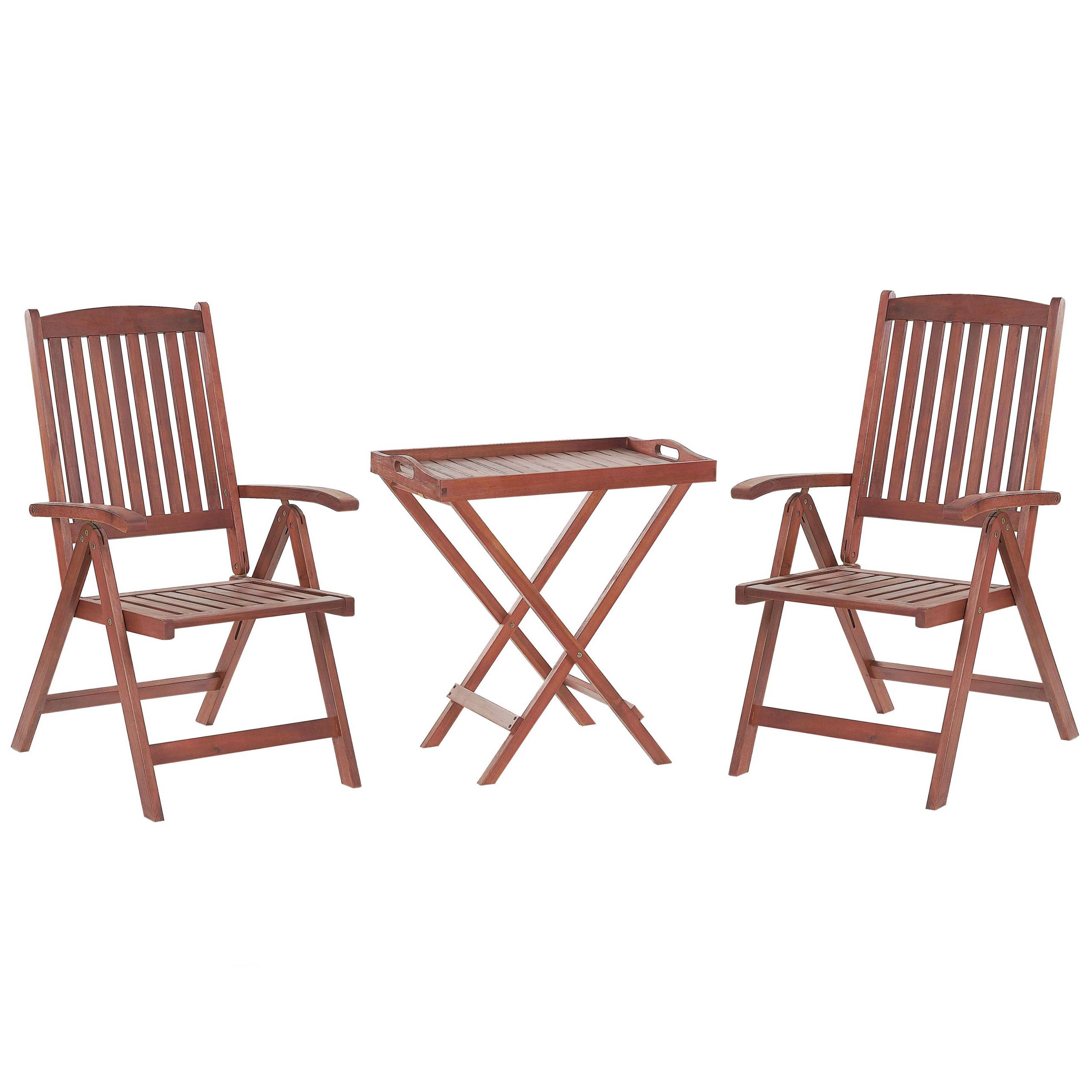 Beliani - Set de Jardin ou Terrasse en Bois d'Acacia Foncé Table et 2 Chaises Inclinables et Pliantes avec Coussins Gris Graphite Usage à l'Extérieur - Imagen 4