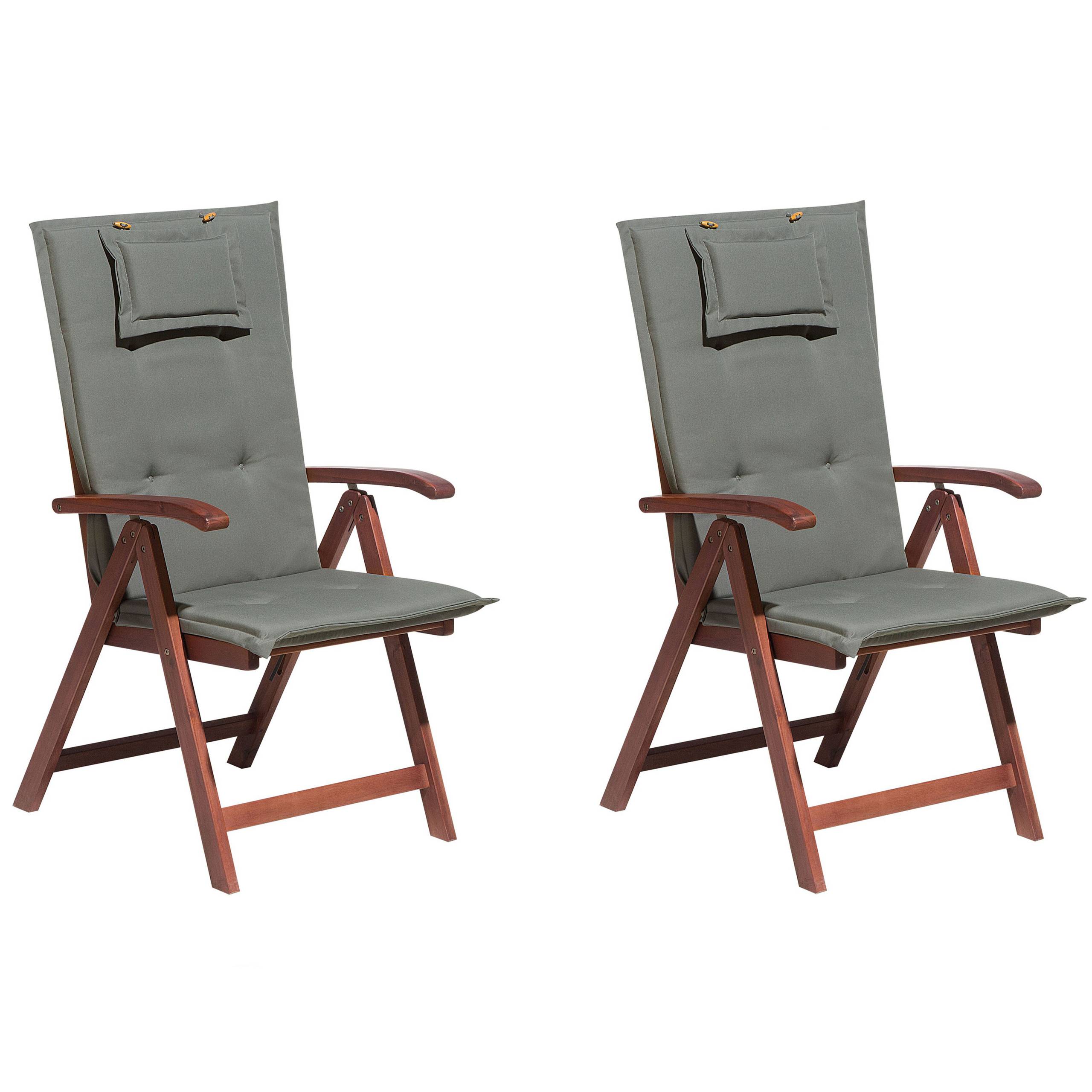 Beliani - Set de Jardin ou Terrasse en Bois d'Acacia Foncé Table et 2 Chaises Inclinables et Pliantes avec Coussins Gris Graphite Usage à l'Extérieur - Imagen 5
