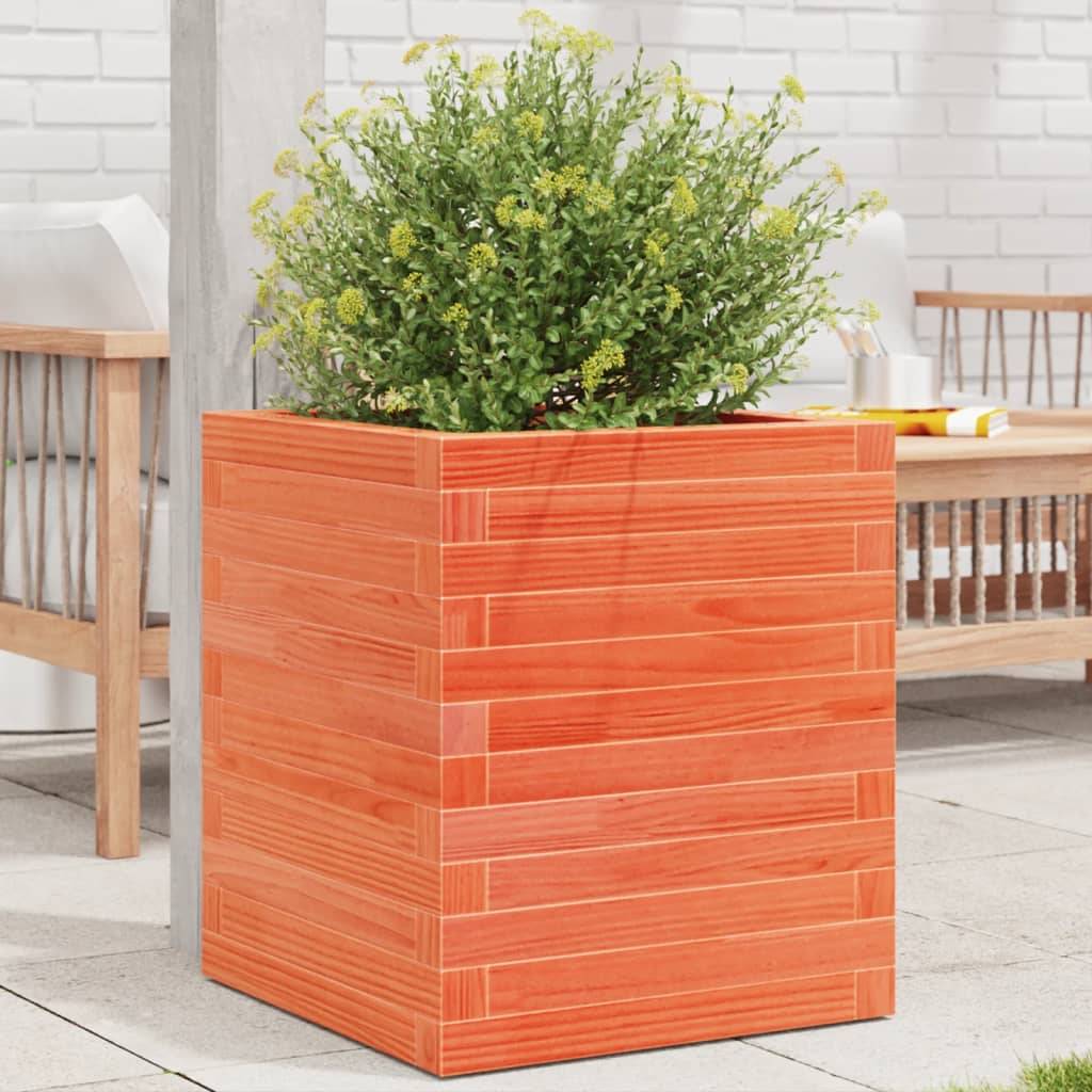 Jardinière | Pot de fleurs | Cache-pot | Bac à fleurs cire marron 40x40x46 cm bois de pin massif - Image 2