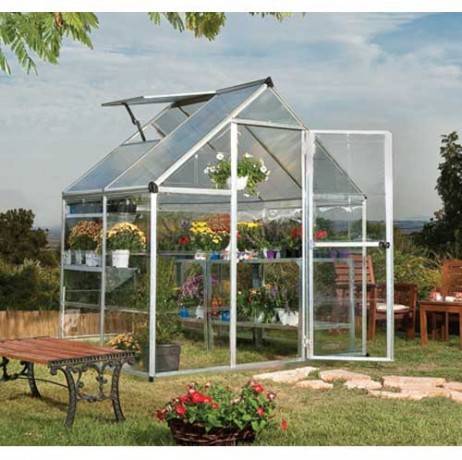 Canopia - Serre de jardin en polycarbonate Hybrid 2,33 m², Couleur Vert, Ancrage au sol Oui - Imagen 1