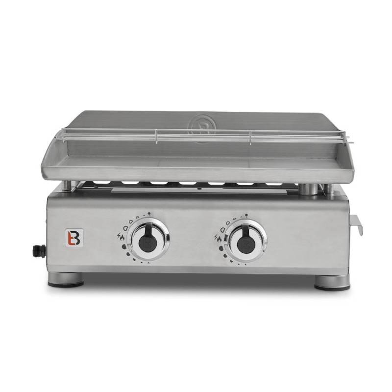 Brasero - Plancha au gaz Silvia II G Inox - BRASERO - 2 brûleurs - Surface de cuisson 52 x 34 cm - 5 kW -Jusqu'à 8 convives - Inox , Gris - Imagen 2