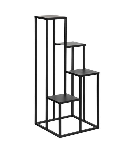 Étagère Porte-plante 4 plateaux en Métal Noir H 86.5 cm - Image 1