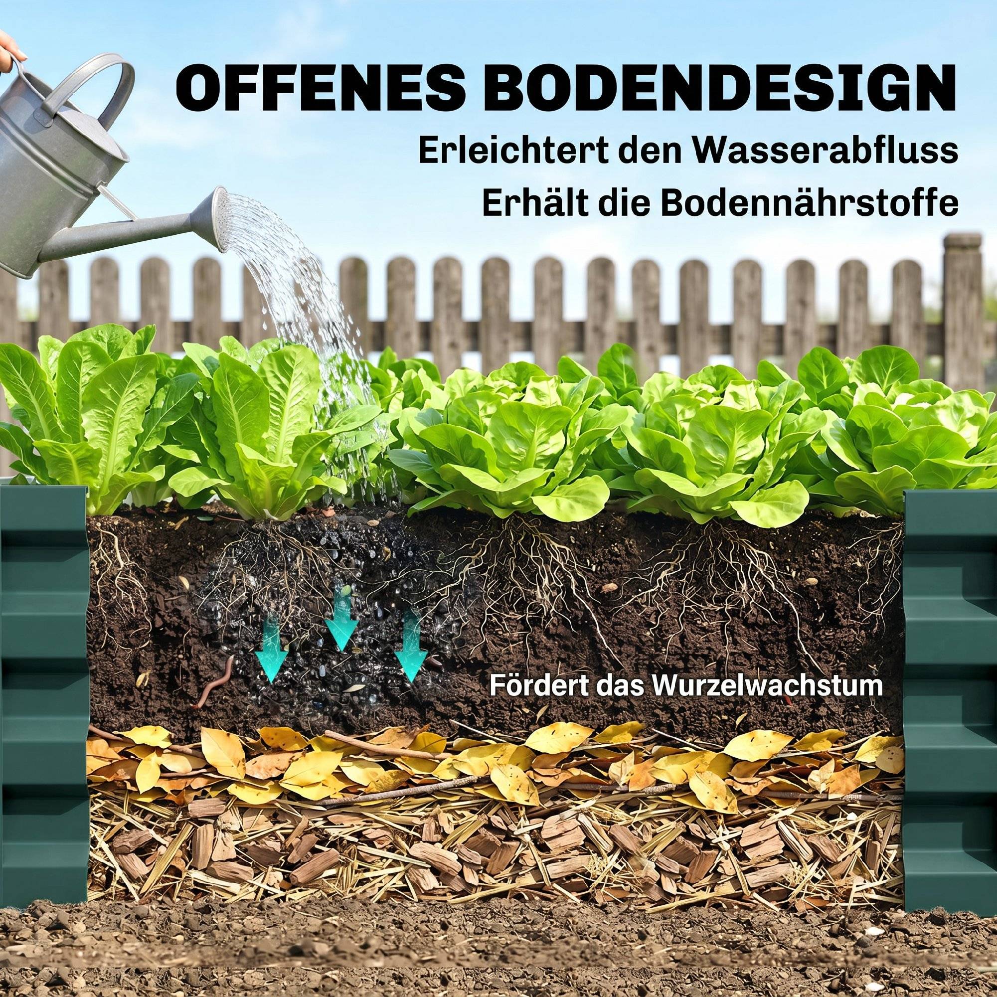 Potager jardin, jardinière acier, vert, 120x120x30 cm - Image 8