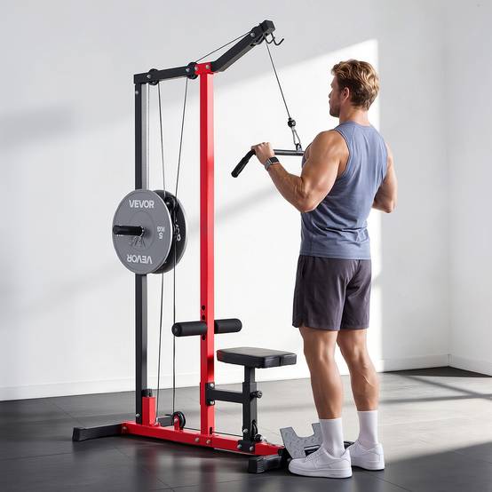 Vevor - VEVOR Station de musculation 2 en 1, poulie haute et basse, siège réglable 3 positions, rouleau réglable 4 positions, charge max 227 kg. - Image 8