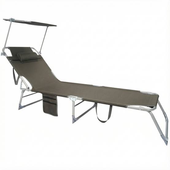 Chaise longue pliante pare-soleil Sunfold Plus gris - Image 1