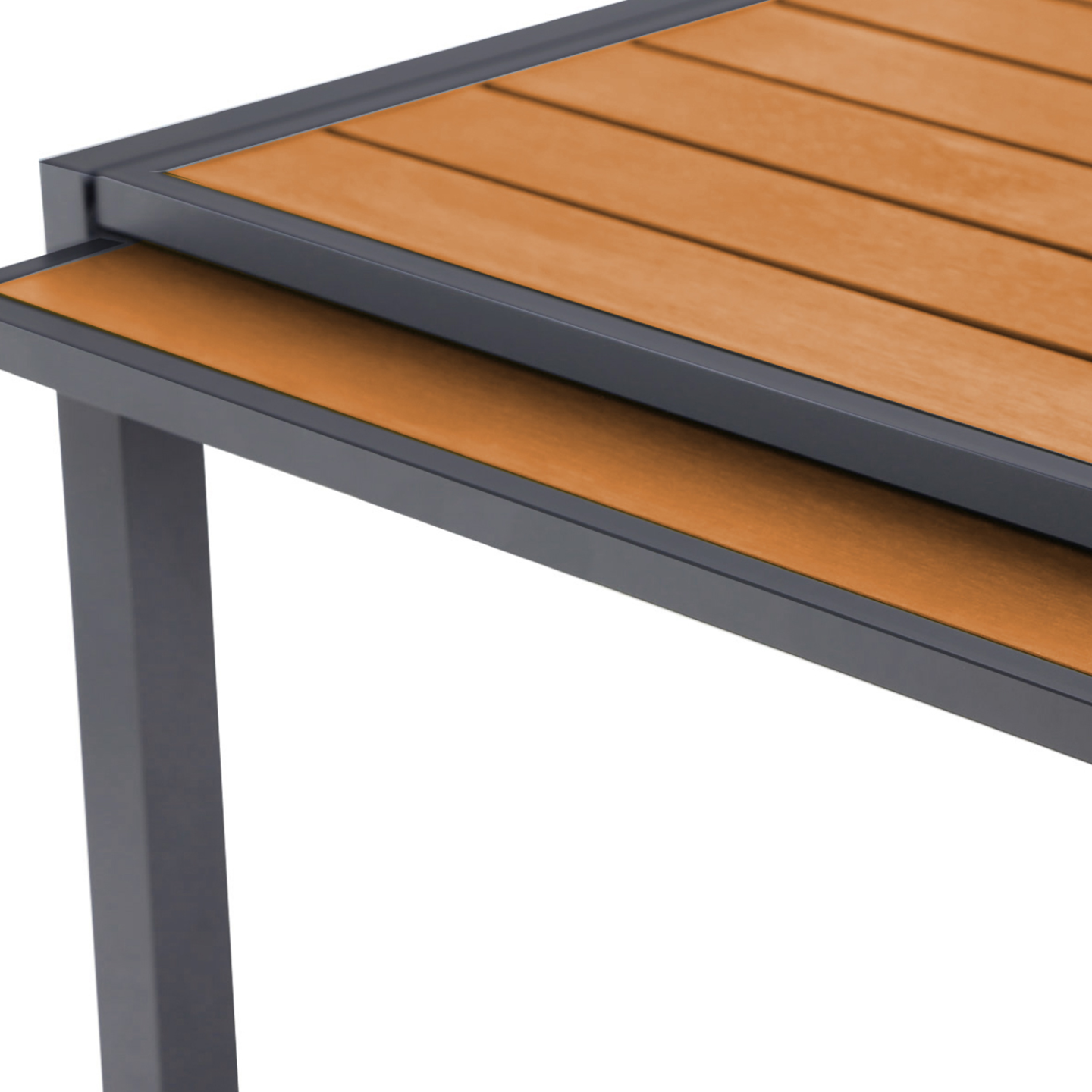 Salon de jardin POLY table extensible 135-270 CM et 12 chaises bois et gris foncé - Image 8