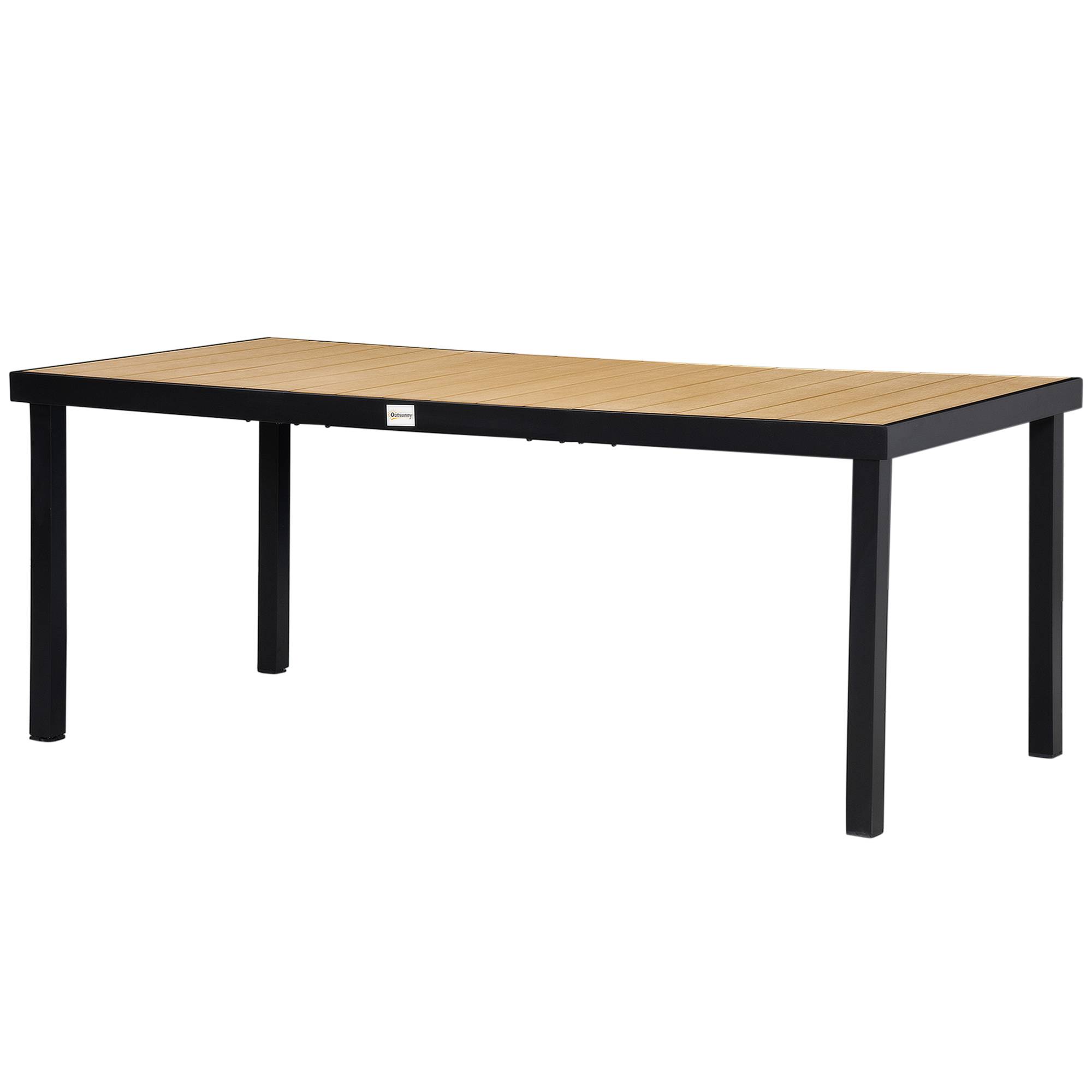 Table de jardin rectangulaire pour 8 personnes en aluminium table de salle à manger extétieur plateau PE à lattes - Image 2