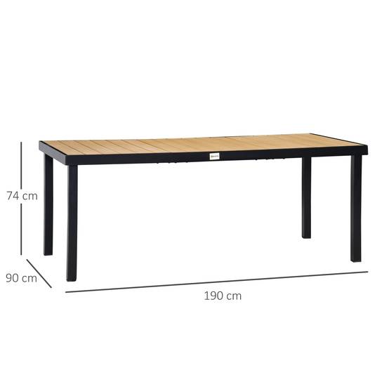 Table de jardin rectangulaire pour 8 personnes en aluminium table de salle à manger extétieur plateau PE à lattes - Image 5