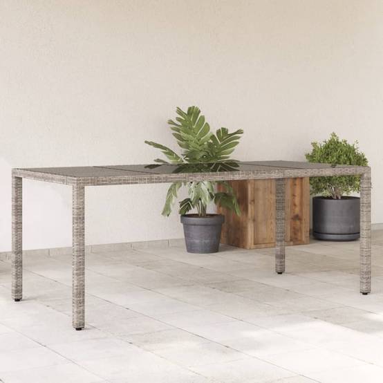 PANGIVO - Table de jardin résine tressée verre trempé gris 190 x 90 x 75 cm, Poids :27.6kg - PANGIVO - Image 1