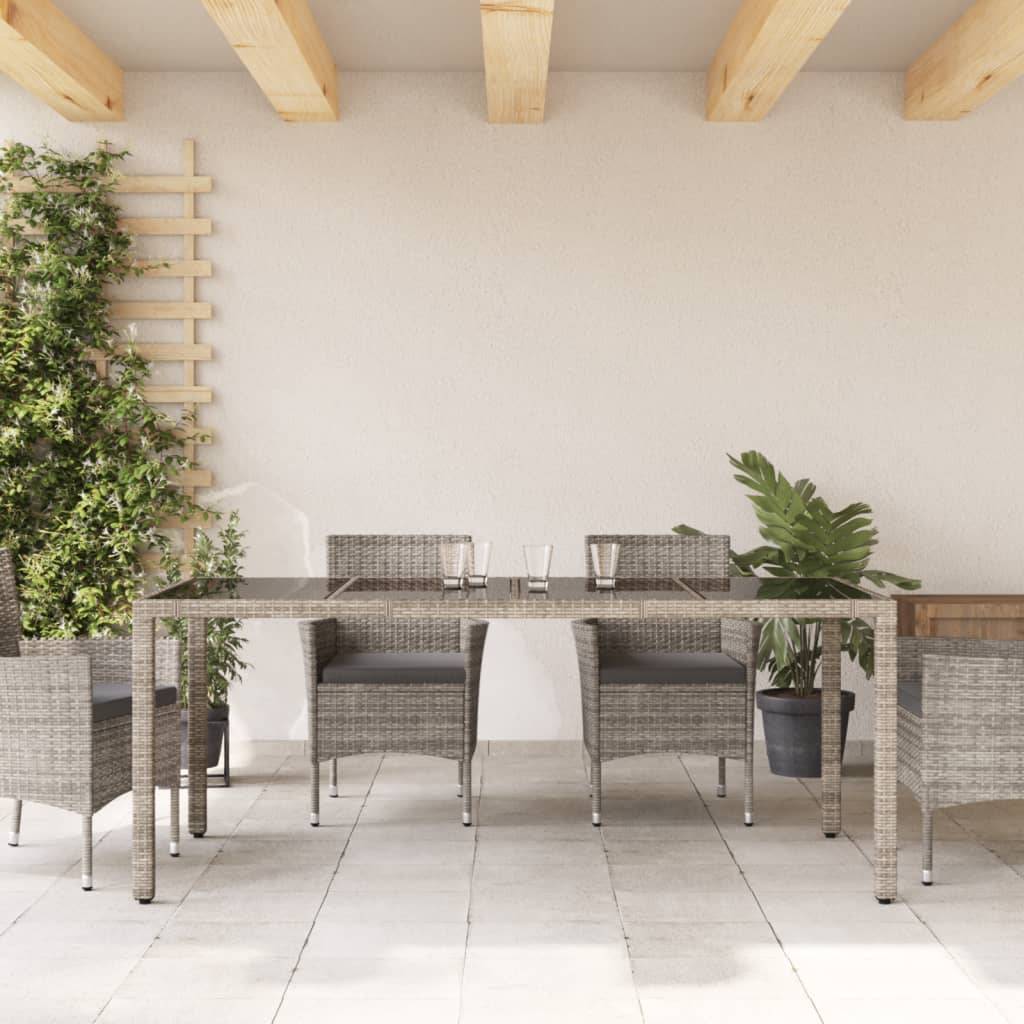 PANGIVO - Table de jardin résine tressée verre trempé gris 190 x 90 x 75 cm, Poids :27.6kg - PANGIVO - Image 3