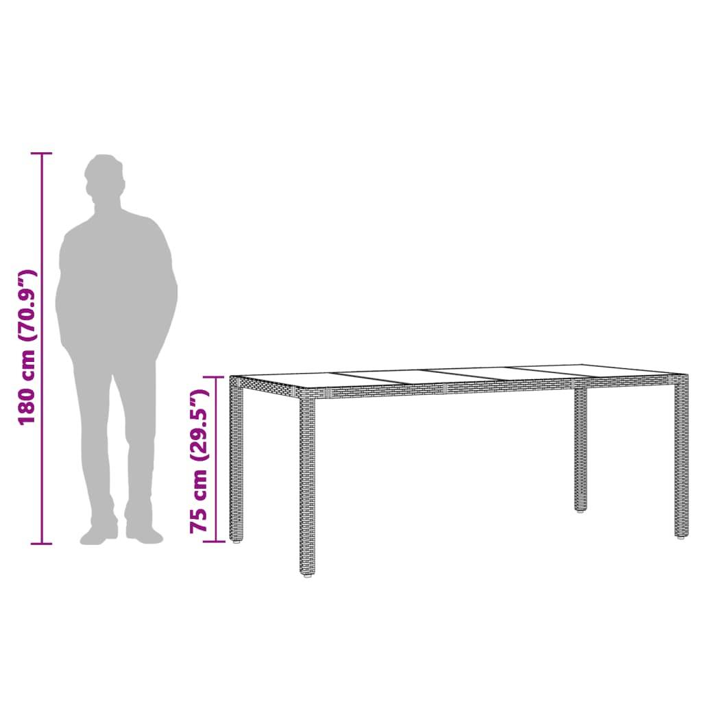 PANGIVO - Table de jardin résine tressée verre trempé gris 190 x 90 x 75 cm, Poids :27.6kg - PANGIVO - Image 9