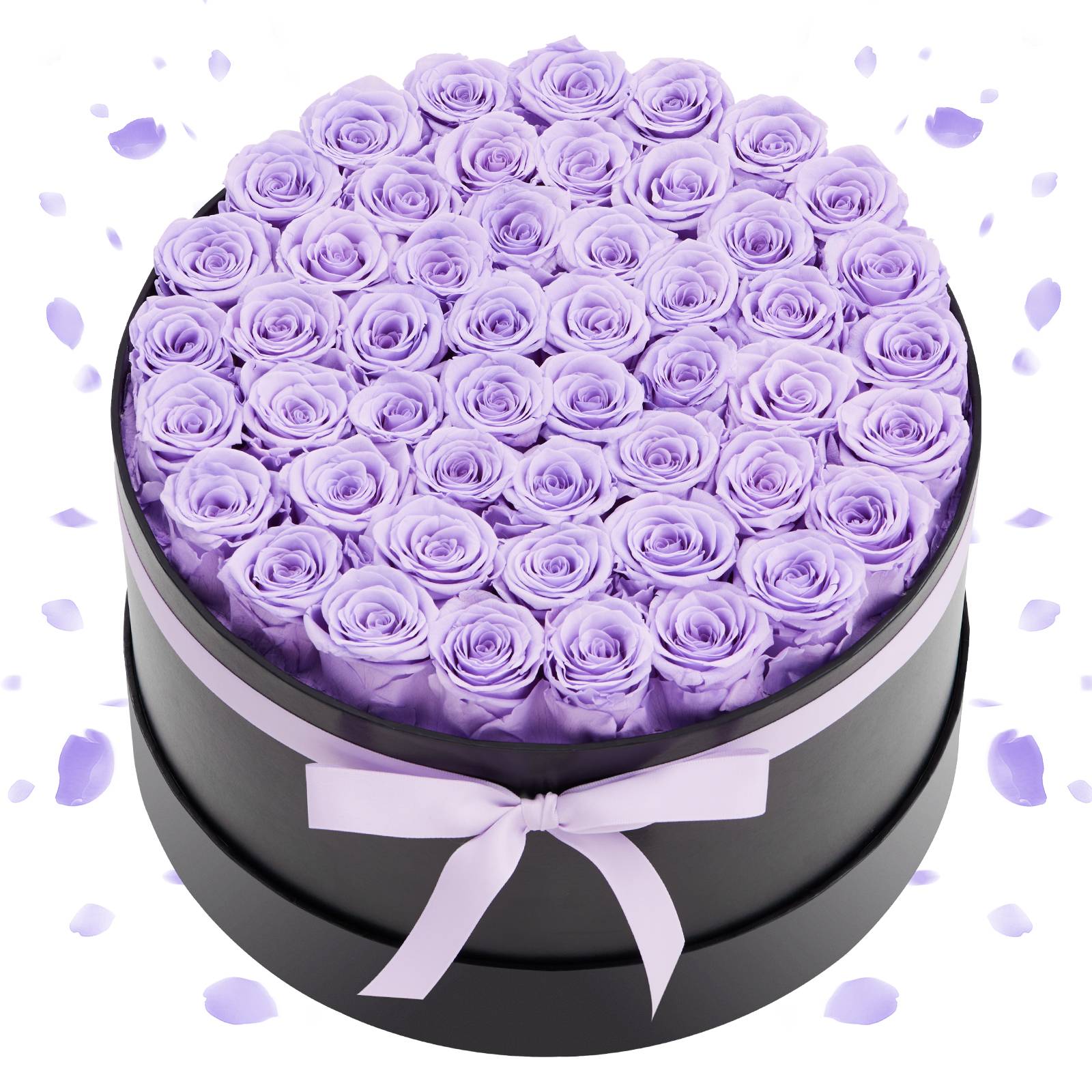 VEVOR Rose Éternelle Fleurs Éternelles Préservées Lot de 50 Boîte Ronde Violet
