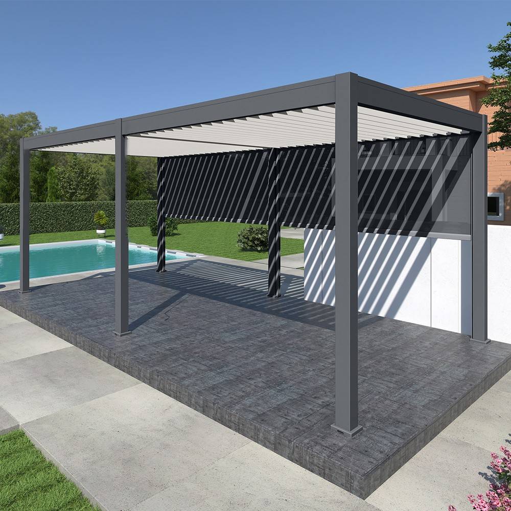 Ombrea - Pergola bioclimatique Ombréa autoportante 3x6M - Anthracite/blanc - ELMO Ombréa - Image 1