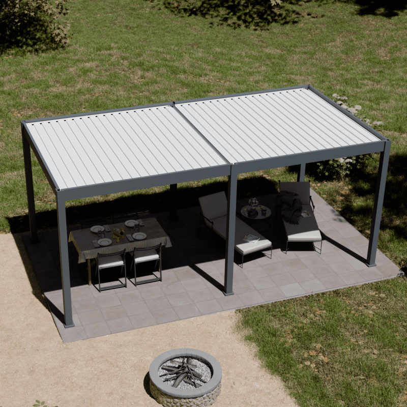 Ombrea - Pergola bioclimatique Ombréa autoportante 3x6M - Anthracite/blanc - ELMO Ombréa - Image 4