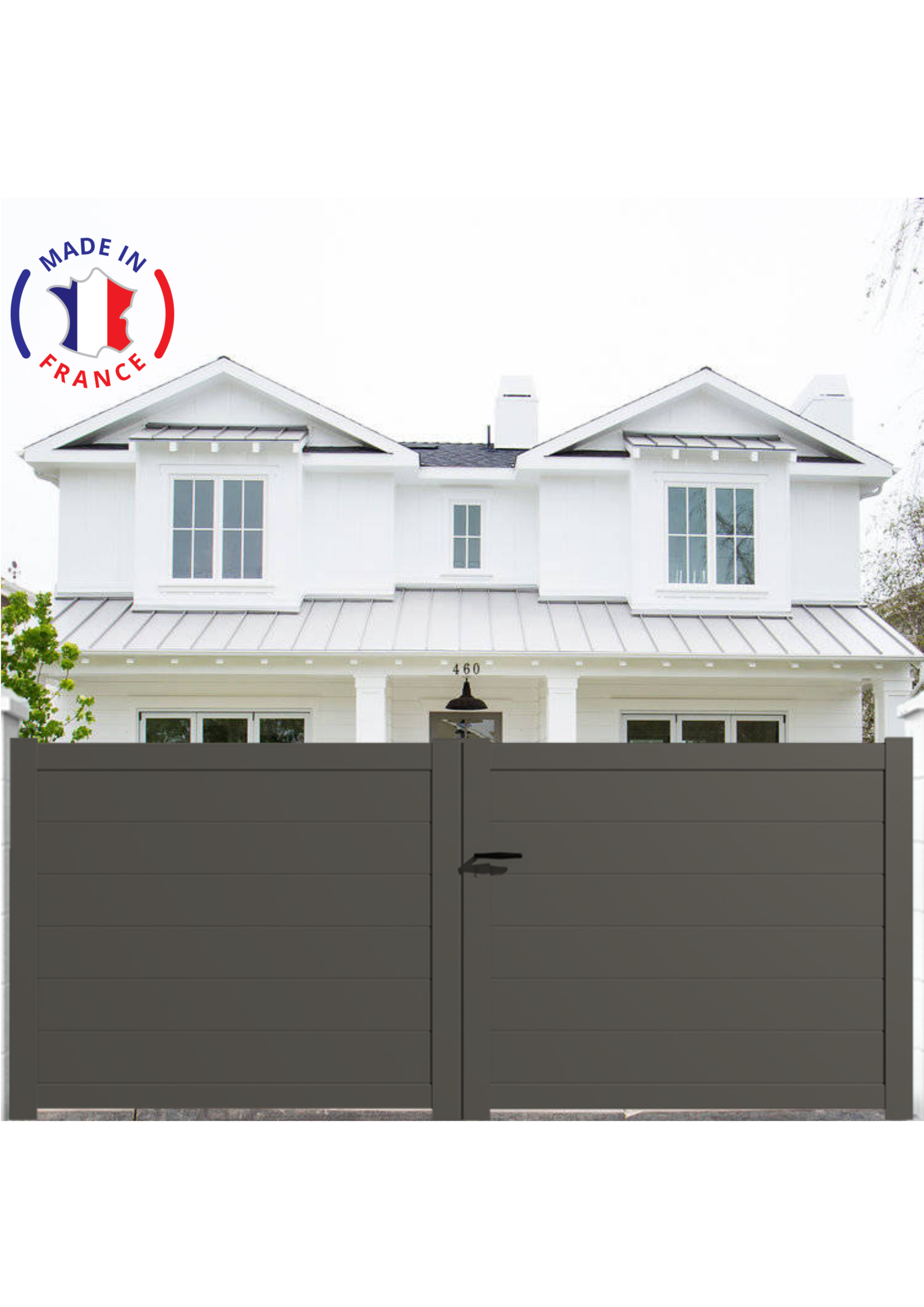 Portail Packit - Portail alu battant plein en kit dim. L.3500 (entre piliers) X H.1700 mm  Gris Quartz (RAL 7039)