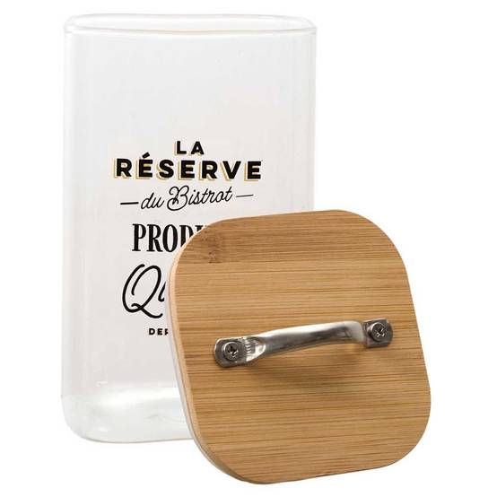 Bocal de 1L en verre avec couvercle en bambou style bistrot - - Image 3