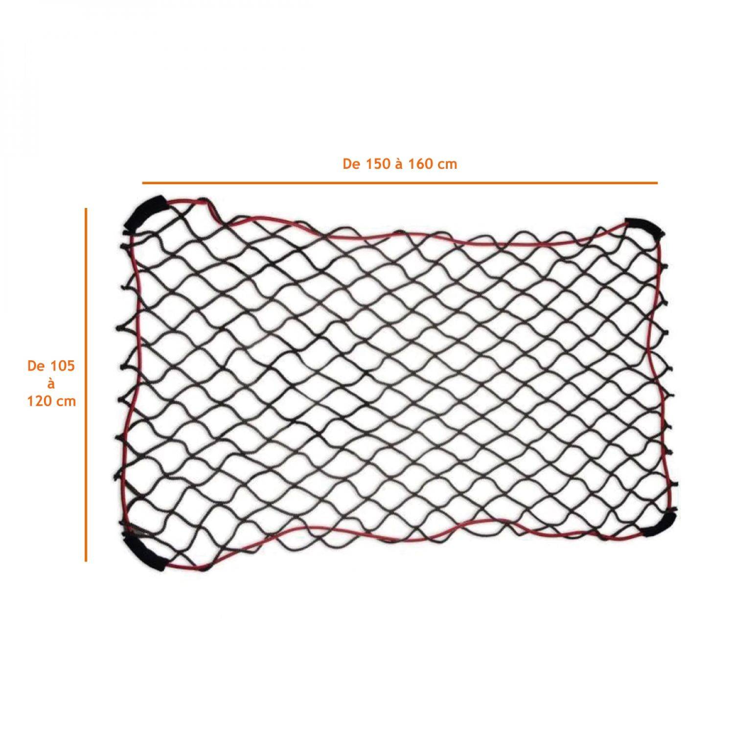 Linxor - Filet de remorque extensible de 105 x 150 cm jusqu'à 120 x 160 cm - Noir - Linxor - Imagen 2