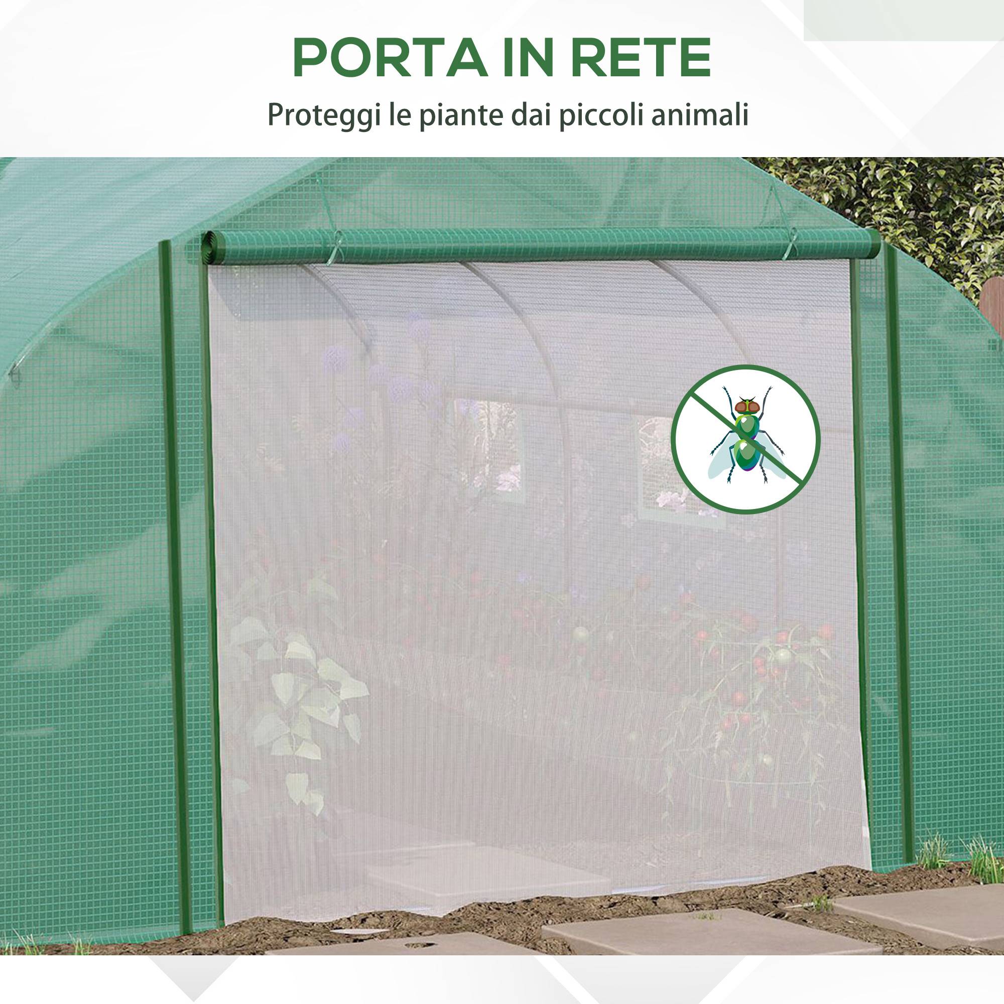 Serre de jardin tunnel maraîchère armature acier galvanisé bâche PE pour potager extérieur 347x300x200cm vert - Image 10