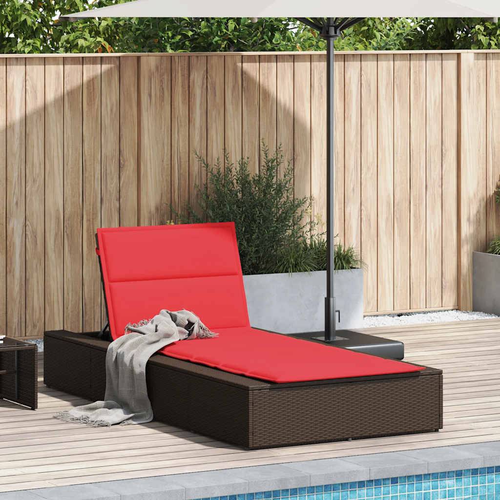 Transat | Bain de soleil | Chaise longue avec coussin flottant marron résine tressée - Image 1