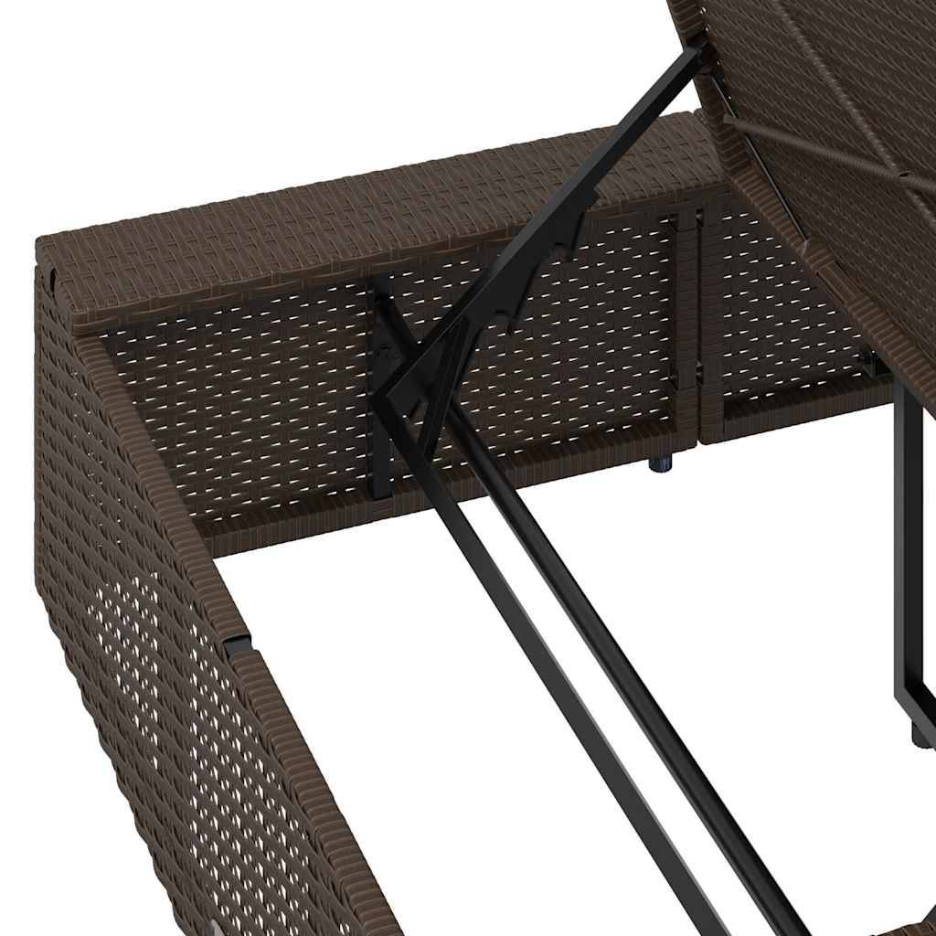 Transat | Bain de soleil | Chaise longue avec coussin flottant marron résine tressée - Image 10