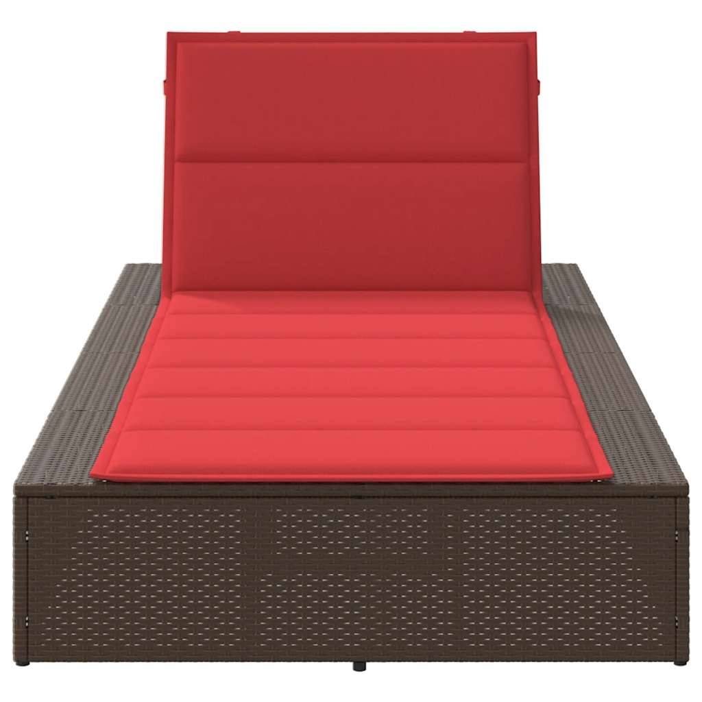 Transat | Bain de soleil | Chaise longue avec coussin flottant marron résine tressée - Image 4