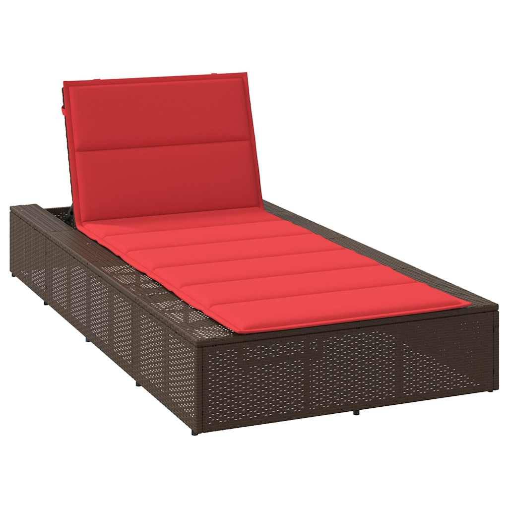 Transat | Bain de soleil | Chaise longue avec coussin flottant marron résine tressée - Image 2