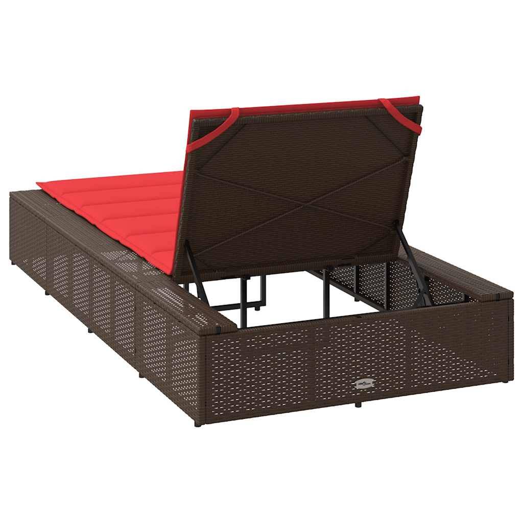 Transat | Bain de soleil | Chaise longue avec coussin flottant marron résine tressée - Image 8