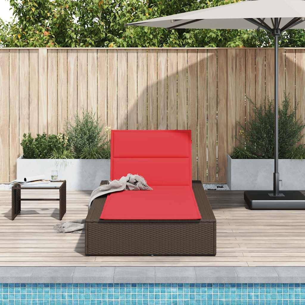 Transat | Bain de soleil | Chaise longue avec coussin flottant marron résine tressée - Image 3