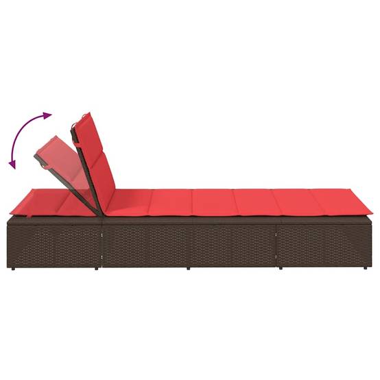 Transat | Bain de soleil | Chaise longue avec coussin flottant marron résine tressée - Image 9