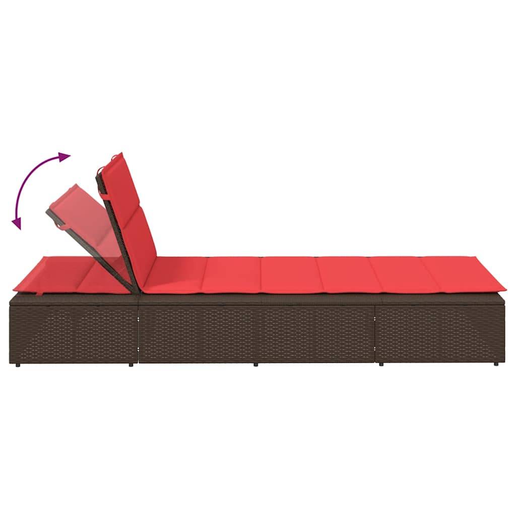 Transat | Bain de soleil | Chaise longue avec coussin flottant marron résine tressée - Image 9
