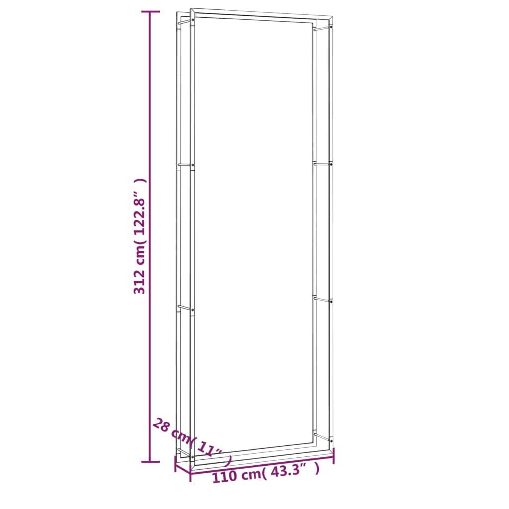 Range-bûches acier pour cheminée stockage bois intérieur extérieur Noir 110x28x312 cm – ComfortXL Outdoor Living - Image 6