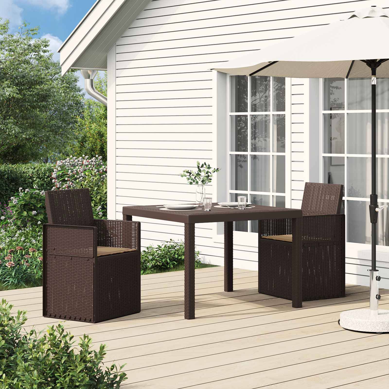 Chaises de jardin PP marron et taupe 53 x 47 x 88.5 cm - PANGIVO
