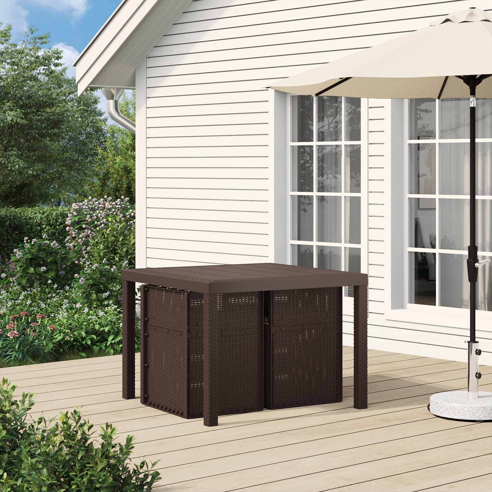 Chaises de jardin PP marron et taupe 53 x 47 x 88.5 cm - PANGIVO - Image 3