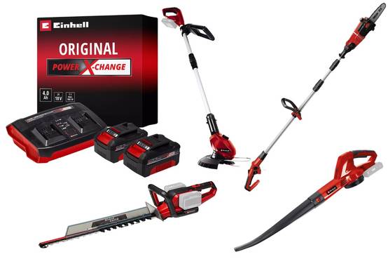 Einhell - Kit jardin sans fil Einhell – Coupe-bordure, souffleur, taille-haies, ébrancheur + 2 batteries 4.0Ah Einhell - Image 1