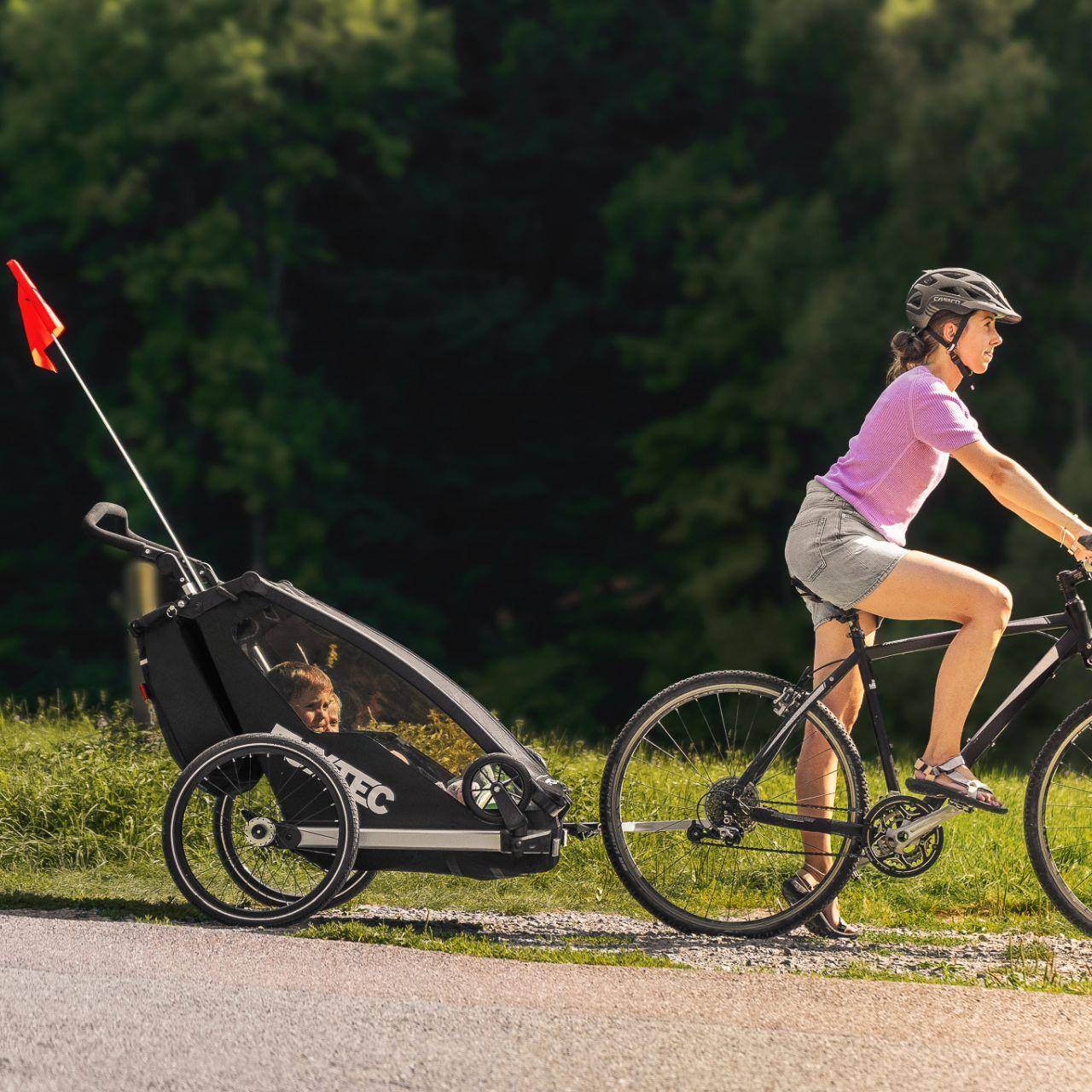 FUXTEC - Remorque vélo pourpre - FUXTEC Sport Cruiser - charge max. 45kg, 2 ceintures 5 points, Enfants Poussette Pliable - Image 8