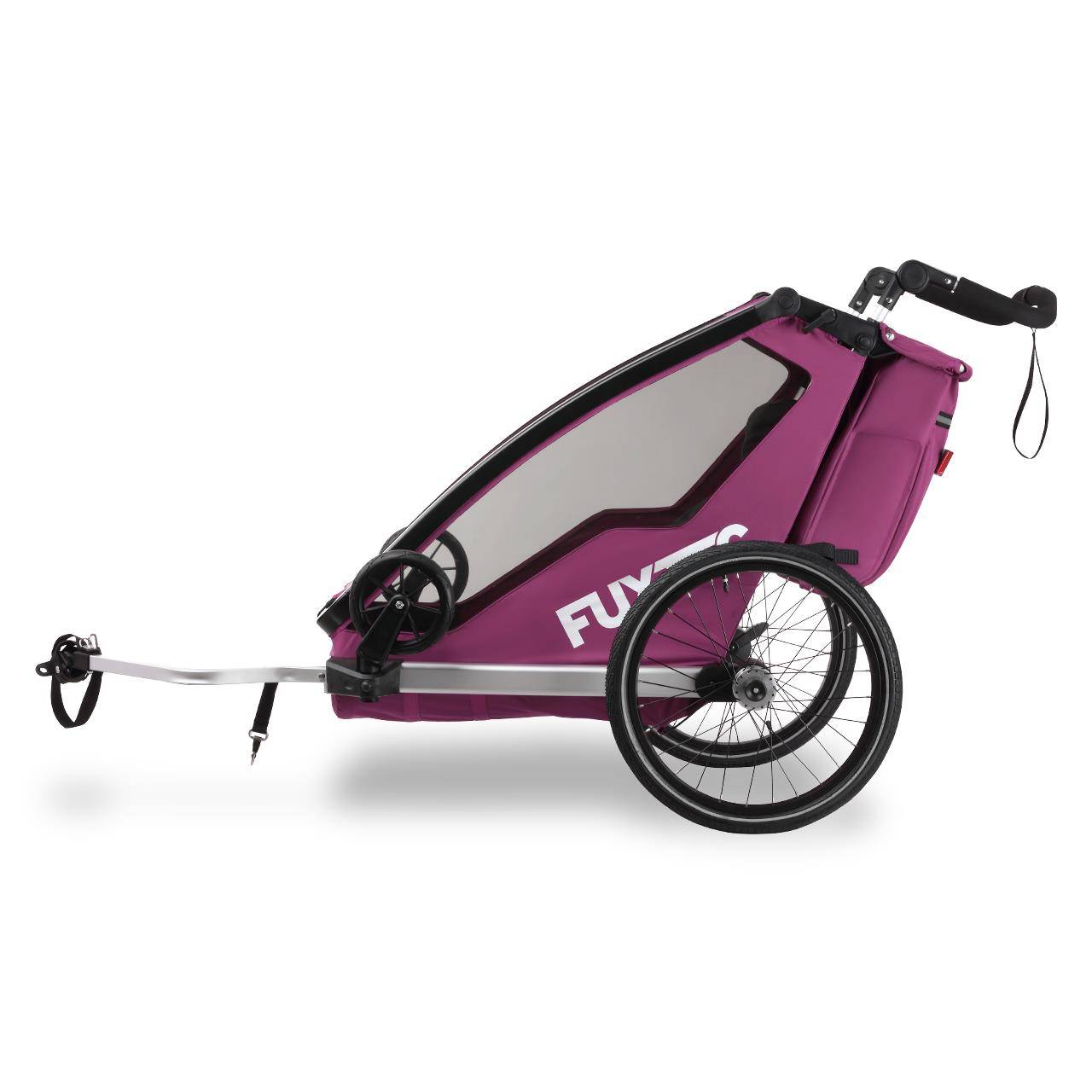 FUXTEC - Remorque vélo pourpre - FUXTEC Sport Cruiser - charge max. 45kg, 2 ceintures 5 points, Enfants Poussette Pliable - Image 6